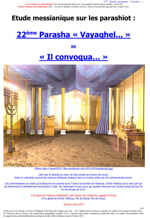 Étude sur la Parasha N°22 : Vayaqhel - Il Convoqua