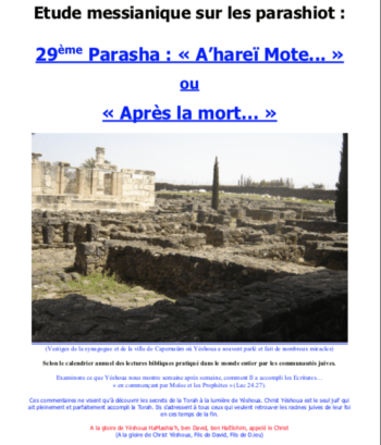Étude sur la Parasha N°29 : A’hareï Mote – Après La Mort