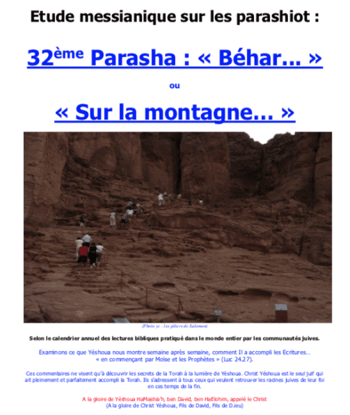 Étude sur la Parasha N°32 : Béhar – Sur La Montagne