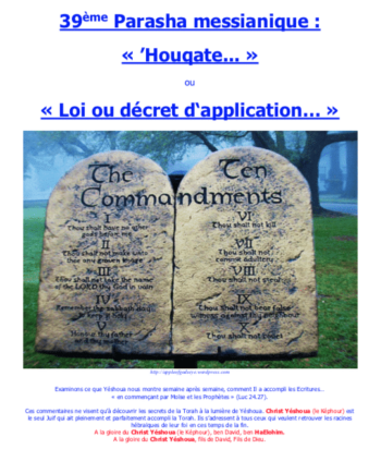 Étude sur la Parasha N°39 : 'Houqate - Loi ou Décret d'application