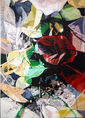 Feuilles rouges 100x70cm