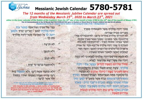 Messianic Jewish Calendar 5780/5781 - 2020-2021 (Only E-book)