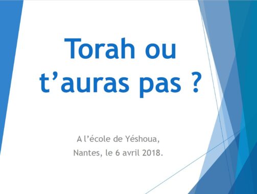 SÉMINAIRE sur TORAH ou T'AURAS PAS - Nantes